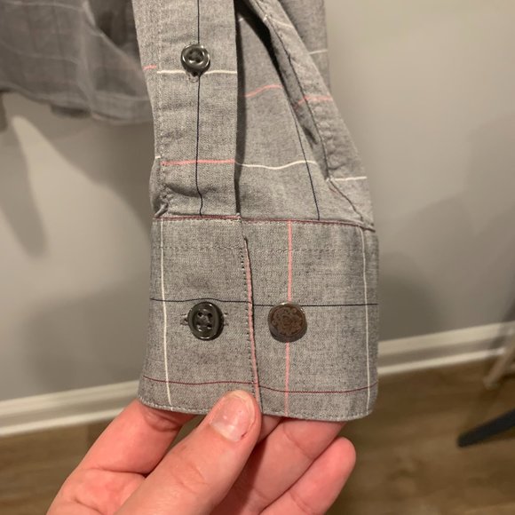 Mens XXL Gray Long Sleeve Patterned Button Down Shirt from By Definition - Picture 5 of 6